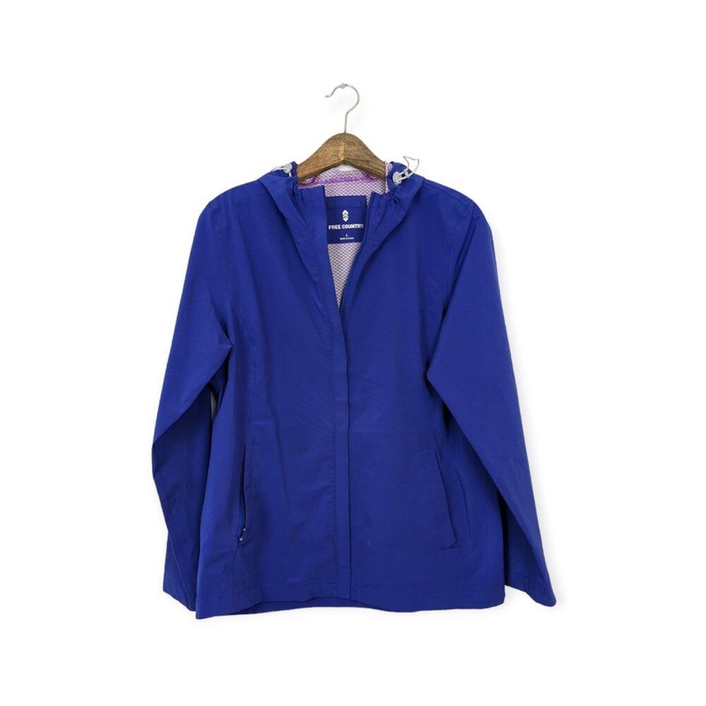 Free Country Women's Blue Windbreaker Hooded Jacket